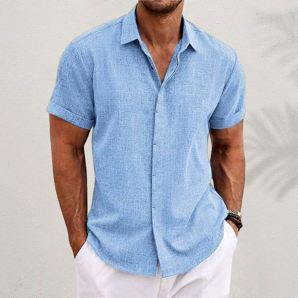 OLIVER™ | Short Sleeve Cotton and Linen Shirt - Breathable Style for Warm Days