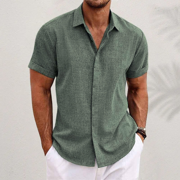 OLIVER™ | Short Sleeve Cotton and Linen Shirt - Breathable Style for Warm Days