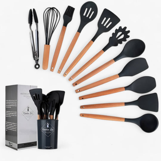 Set of 12 silicone kitchen utensils