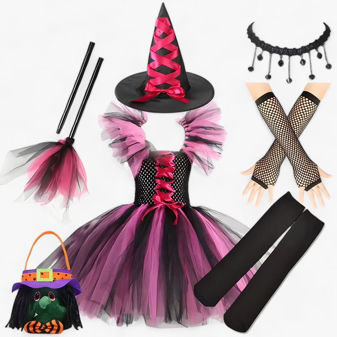 Léa | Witch Costume - Tutu Dress and Accessories for Halloween and Carnival