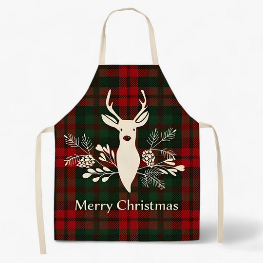 Grembiule di lino Merry | Merry Christmas - Accessorio da cucina e regalo di Natale festivo