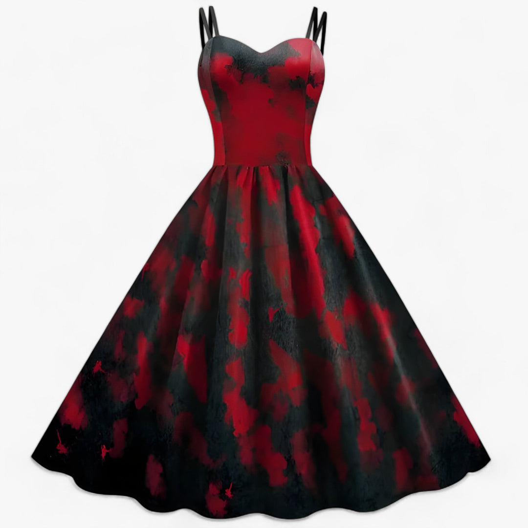 Dahlia | Gothic Printed Dress - Rockabilly & Horror Party Outfit