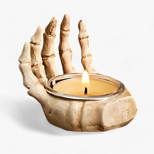 Luna | Halloween Palm Skeleton Candle Holder - Scary Decoration