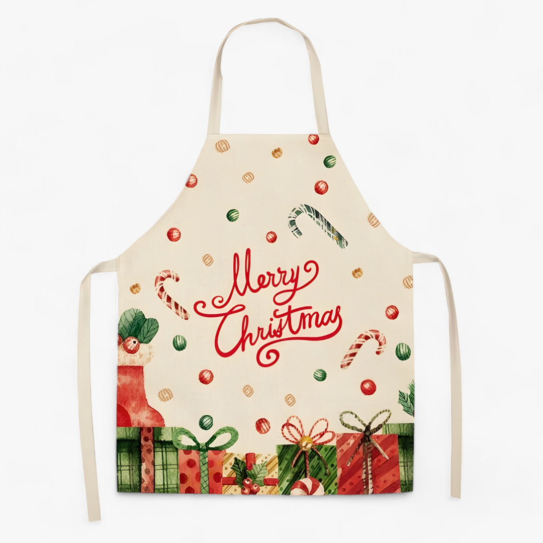 Grembiule di lino Merry | Merry Christmas - Accessorio da cucina e regalo di Natale festivo