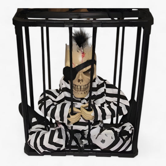 Alice | Animatronic Talking Prisoner Skeleton - Decorazione spaventosa per Halloween con luci e suoni