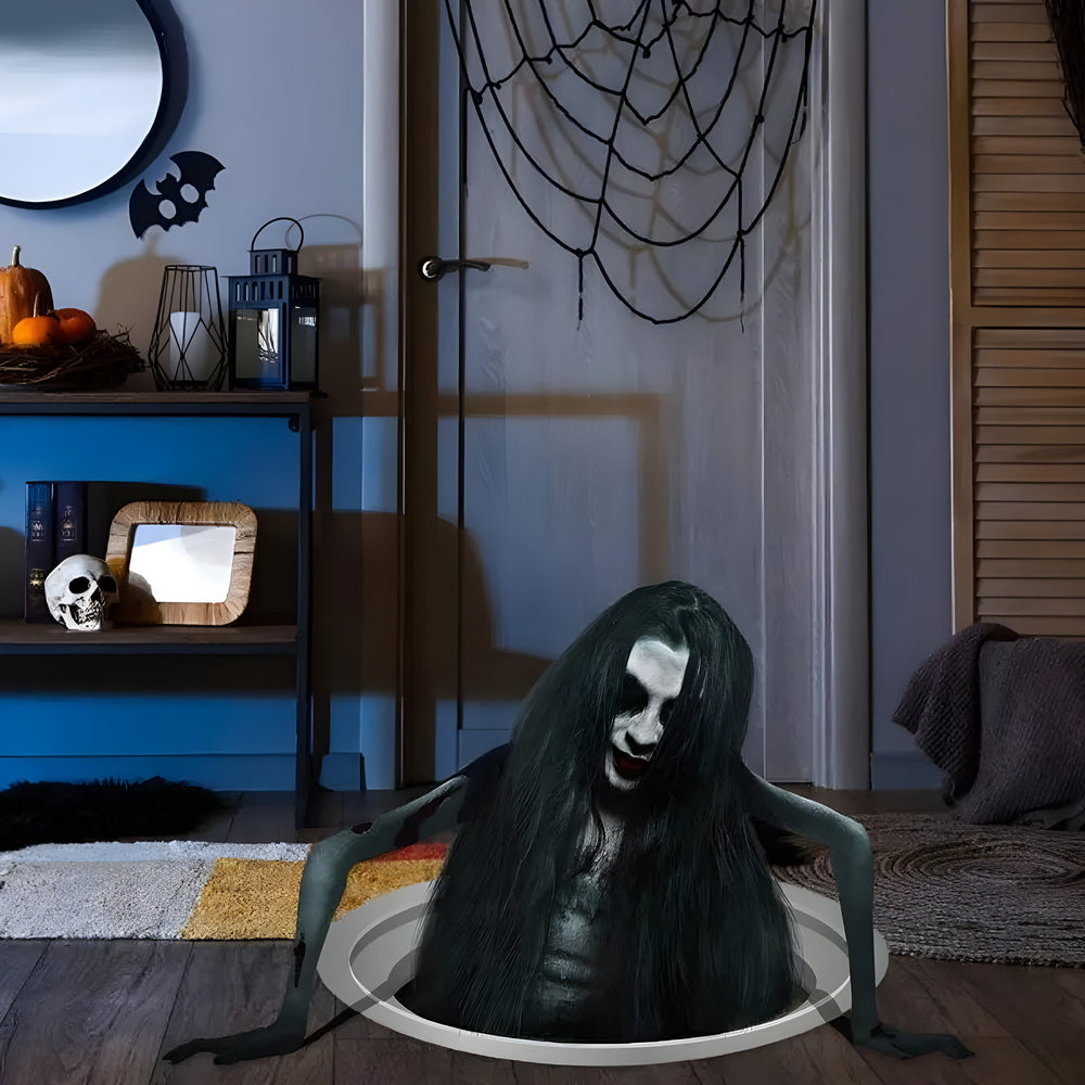 Haunting Hair | Halloween Floor Decals - Spooky Window Dressings