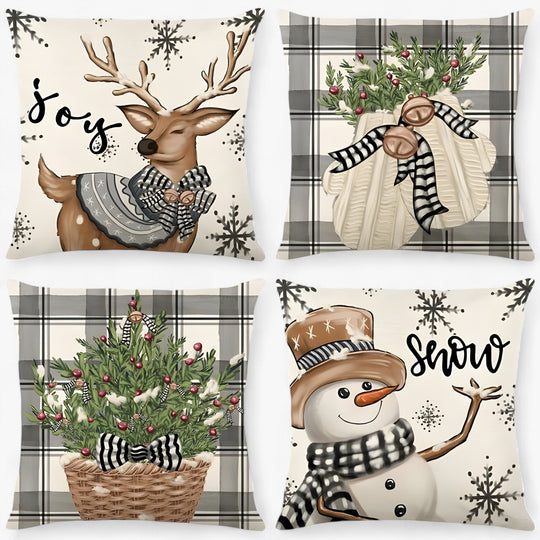 Frosty | Christmas Linen Cushion Cover - Festive and Comfortable Home Decor