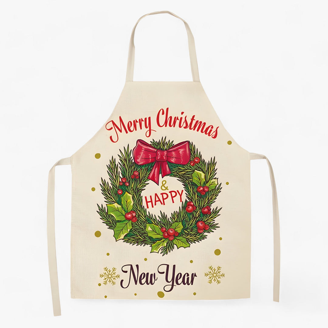 Grembiule di lino Merry | Merry Christmas - Accessorio da cucina e regalo di Natale festivo