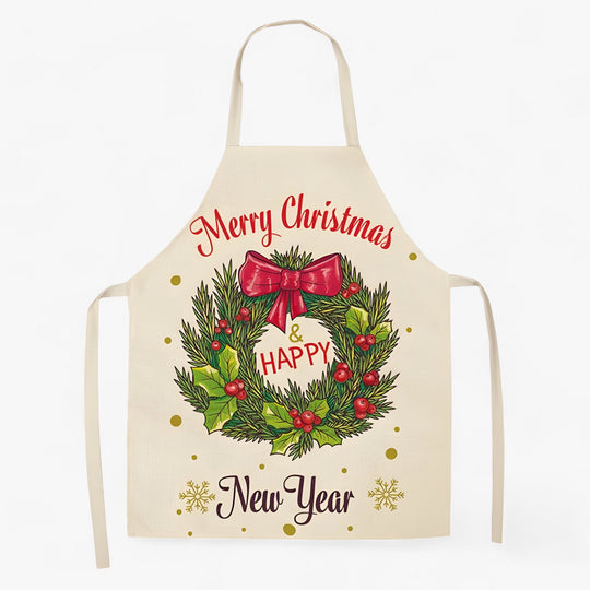 Grembiule di lino Merry | Merry Christmas - Accessorio da cucina e regalo di Natale festivo