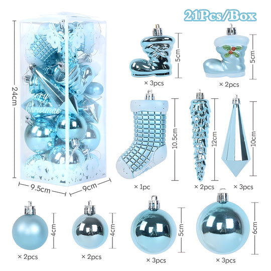 Crystal | 21 Piece Christmas Ornaments - Elegant Icicle Shaped Pendants for Decorations