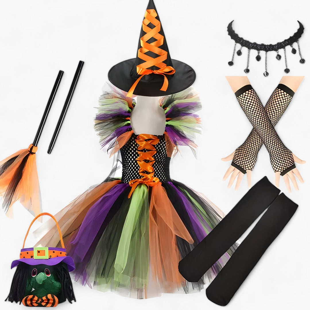 Léa | Witch Costume - Tutu Dress and Accessories for Halloween and Carnival