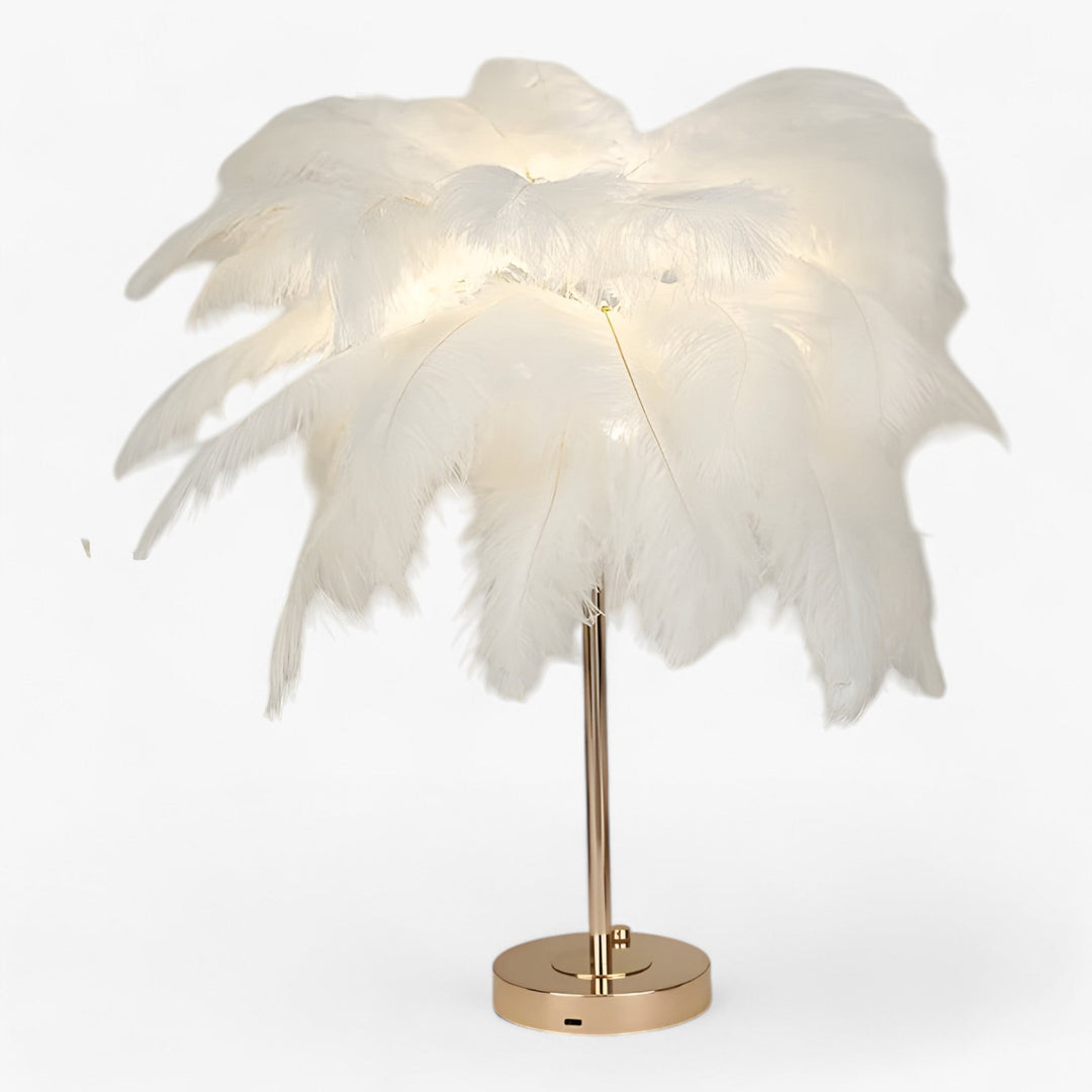 FeatherGlow | Touch Control Table Lamp - LED with Feathers for Wedding and Bedroom Decoration