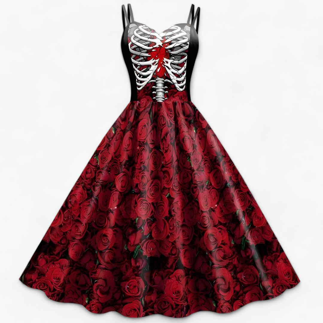 Dahlia | Gothic Printed Dress - Rockabilly & Horror Party Outfit