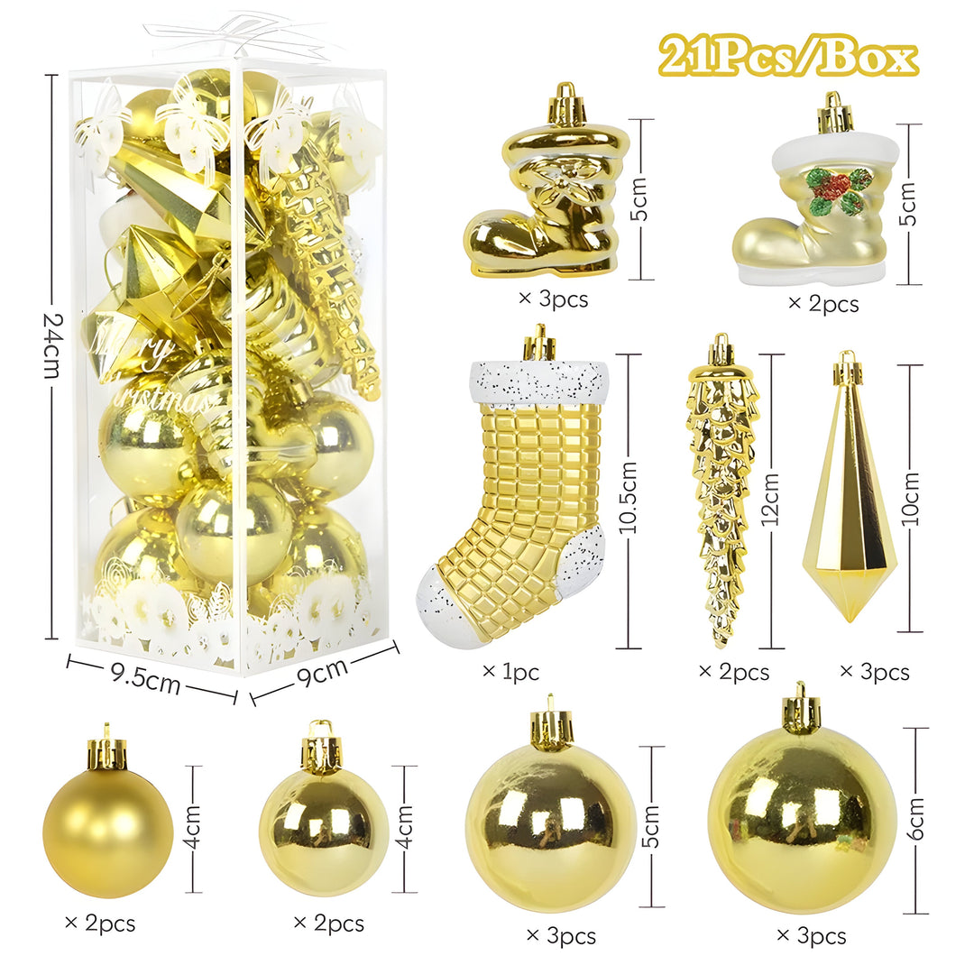 Crystal | 21 Piece Christmas Ornaments - Elegant Icicle Shaped Pendants for Decorations