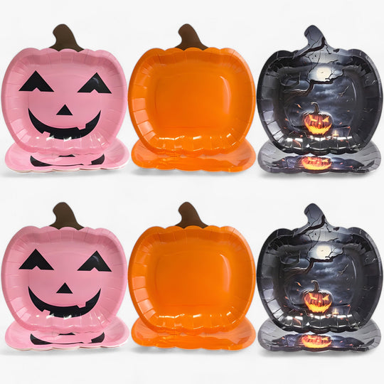 Double the Fun: Get One Free! Salem | Festive Halloween Pumpkin Plates - Perfect for Trick or Treating