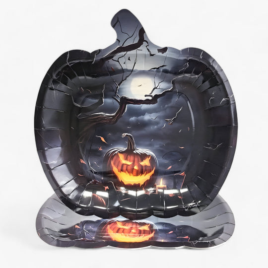 Double the Fun: Get One Free! Salem | Festive Halloween Pumpkin Plates - Perfect for Trick or Treating