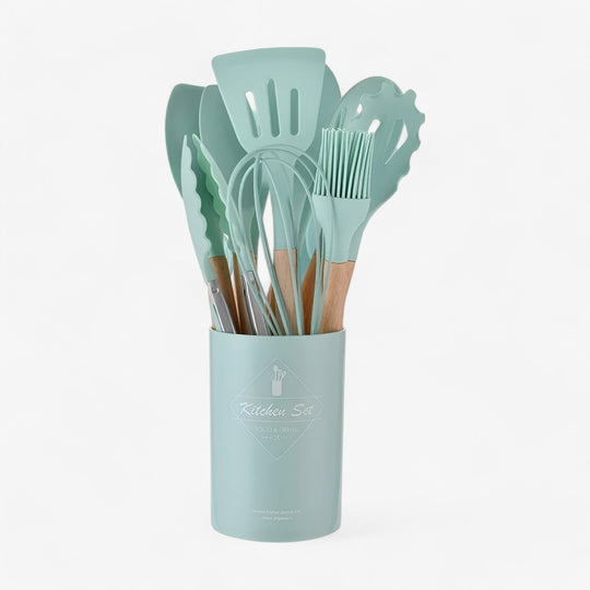 Set of 12 silicone kitchen utensils