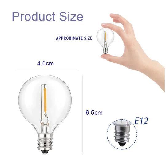 Set of 10 G40 LED Bulbs | Waterproof Bulbs - Perfect for Outdoor String Lights