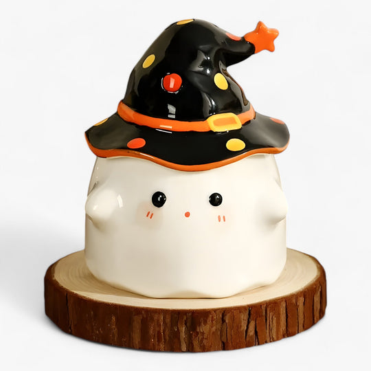 Nathalie | Fun Ghost Ceramic Mugs - Coffee Mugs with Lids for Halloween