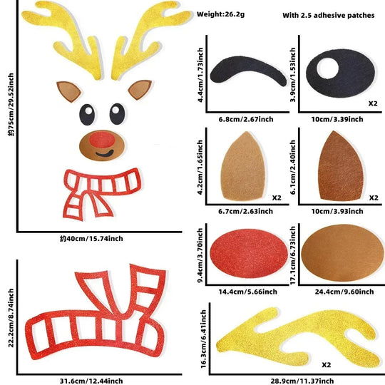 Fristy | Christmas Felt Stickers for Doors and Windows - Festive Decoration for the Home