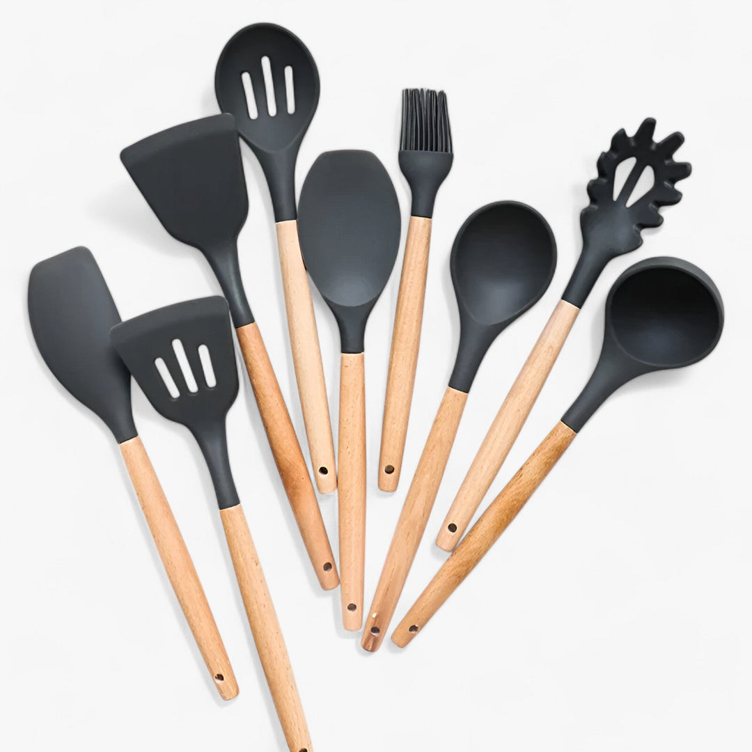 Set of 12 silicone kitchen utensils