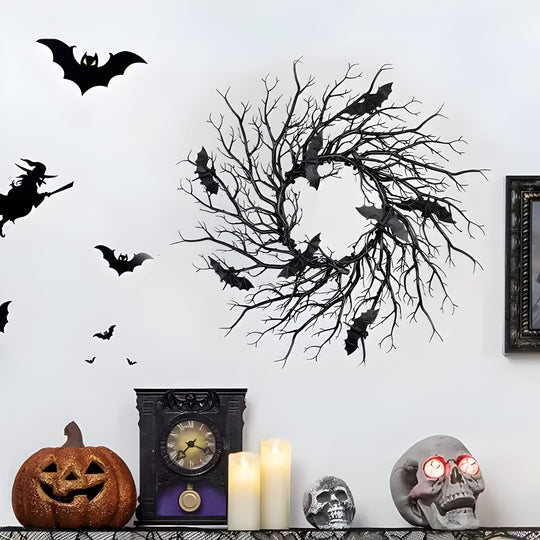 Buna | Ghirlanda di pipistrelli e ragni di Halloween - spaventosa decorazione a LED per porte e finestre