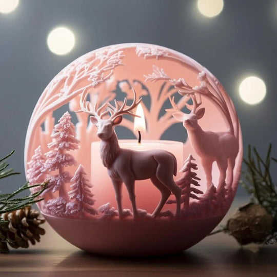 Alce Candle | Rilievo Forma Foresta Invernale - Decorazione festiva e regali fai da te