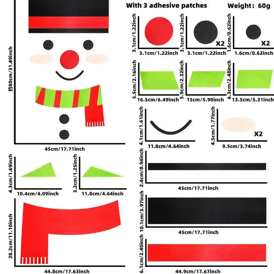 Fristy | Christmas Felt Stickers for Doors and Windows - Festive Decoration for the Home