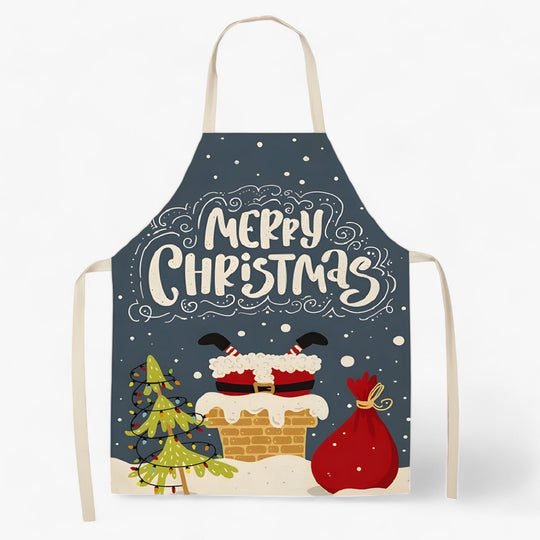 Grembiule di lino Merry | Merry Christmas - Accessorio da cucina e regalo di Natale festivo