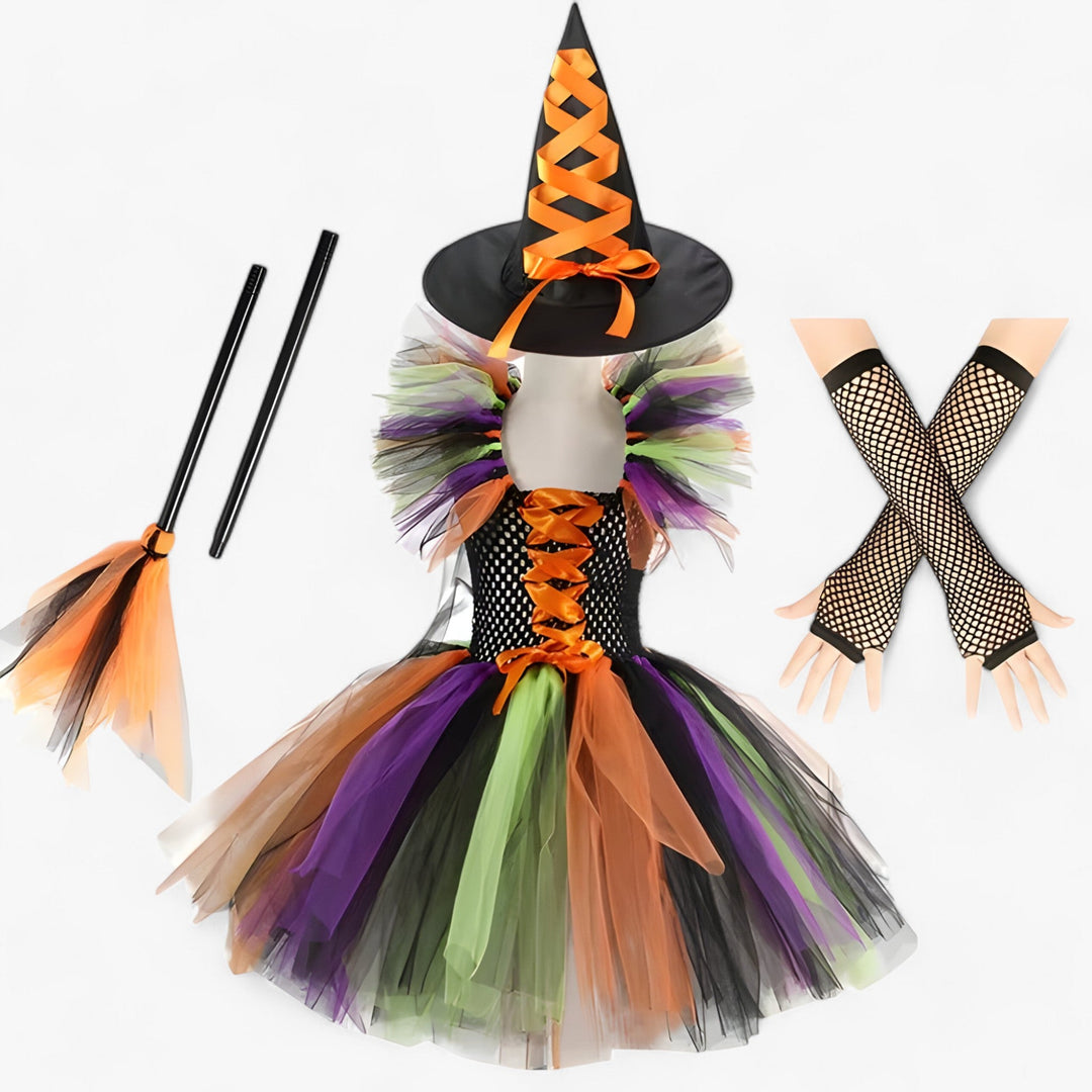 Léa | Witch Costume - Tutu Dress and Accessories for Halloween and Carnival