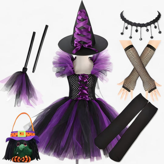 Léa | Witch Costume - Tutu Dress and Accessories for Halloween and Carnival