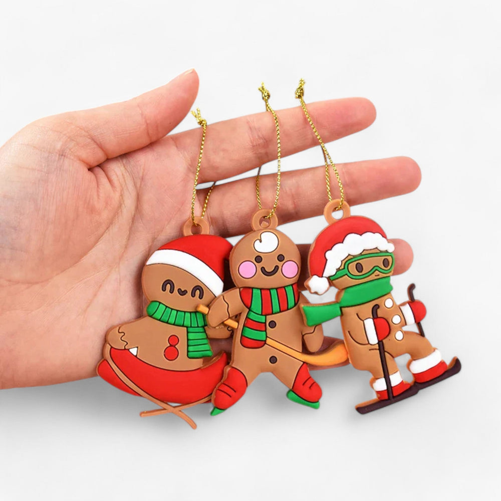 GingerBell | 10 Pcs Sports Gingerbread Man Pendants - Festive Tree Decorations