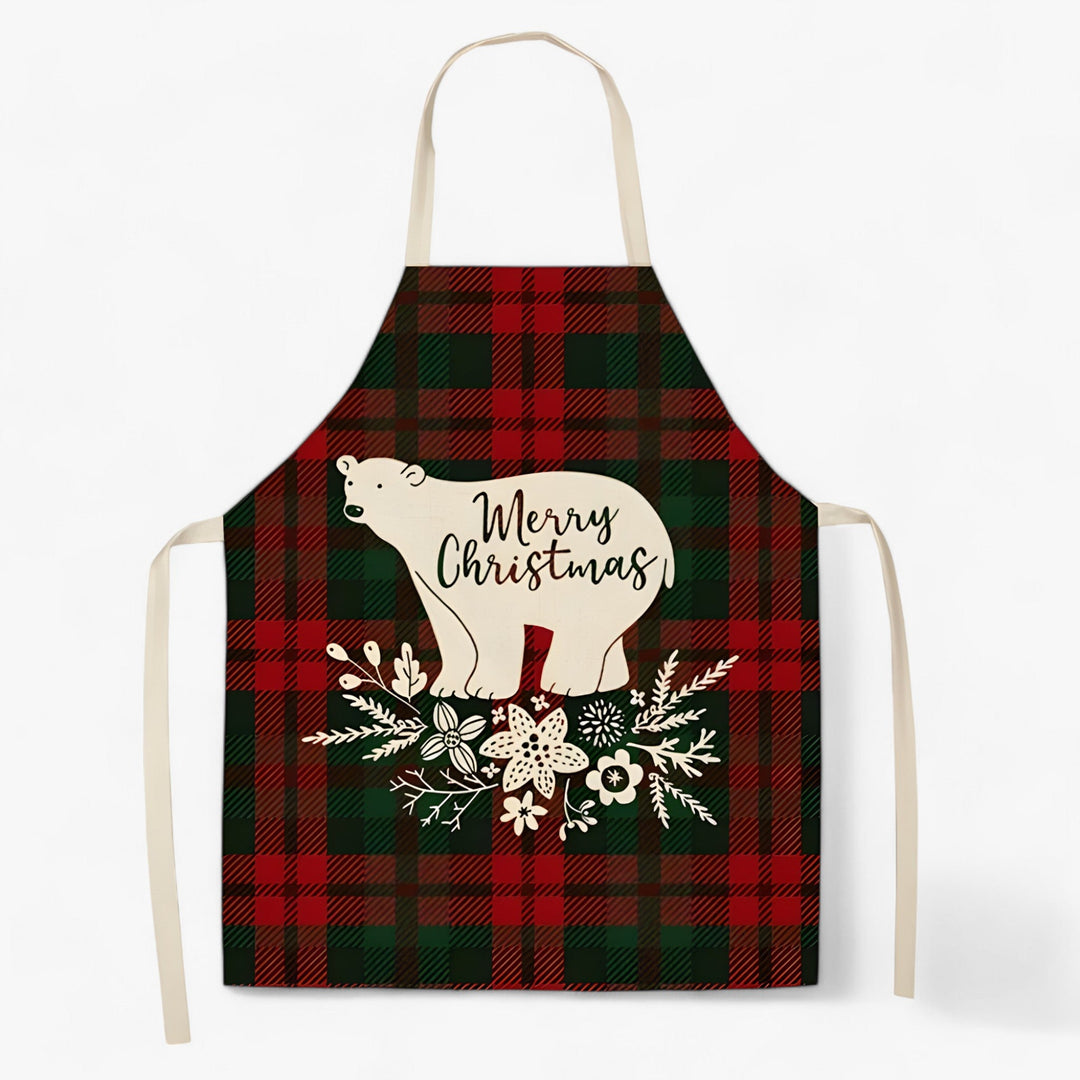 Grembiule di lino Merry | Merry Christmas - Accessorio da cucina e regalo di Natale festivo