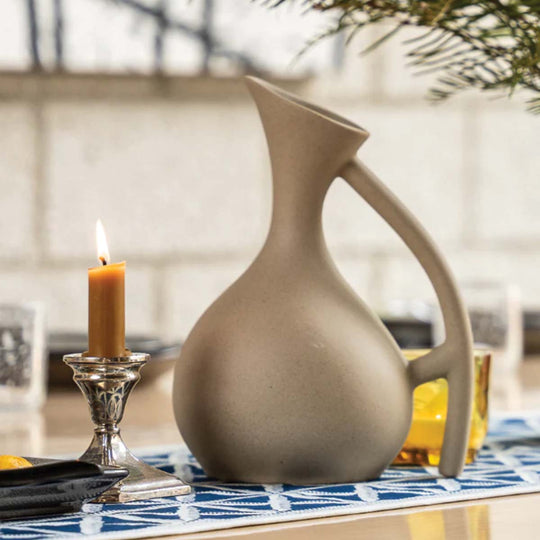 Elegant handcrafted ceramic jug with matte finish | Modern organic design | Perfect for serving drinks - matching cups available!