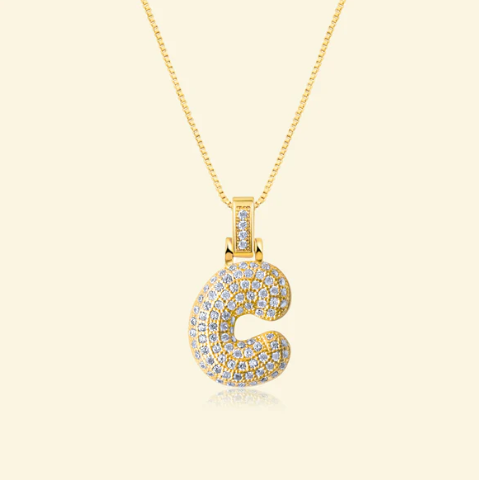 Unique Initials | Necklace - Personal Presentation with Bubble Letters