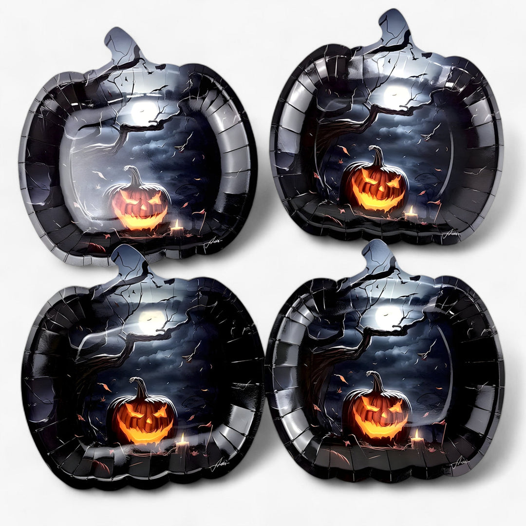 Double the Fun: Get One Free! Salem | Festive Halloween Pumpkin Plates - Perfect for Trick or Treating