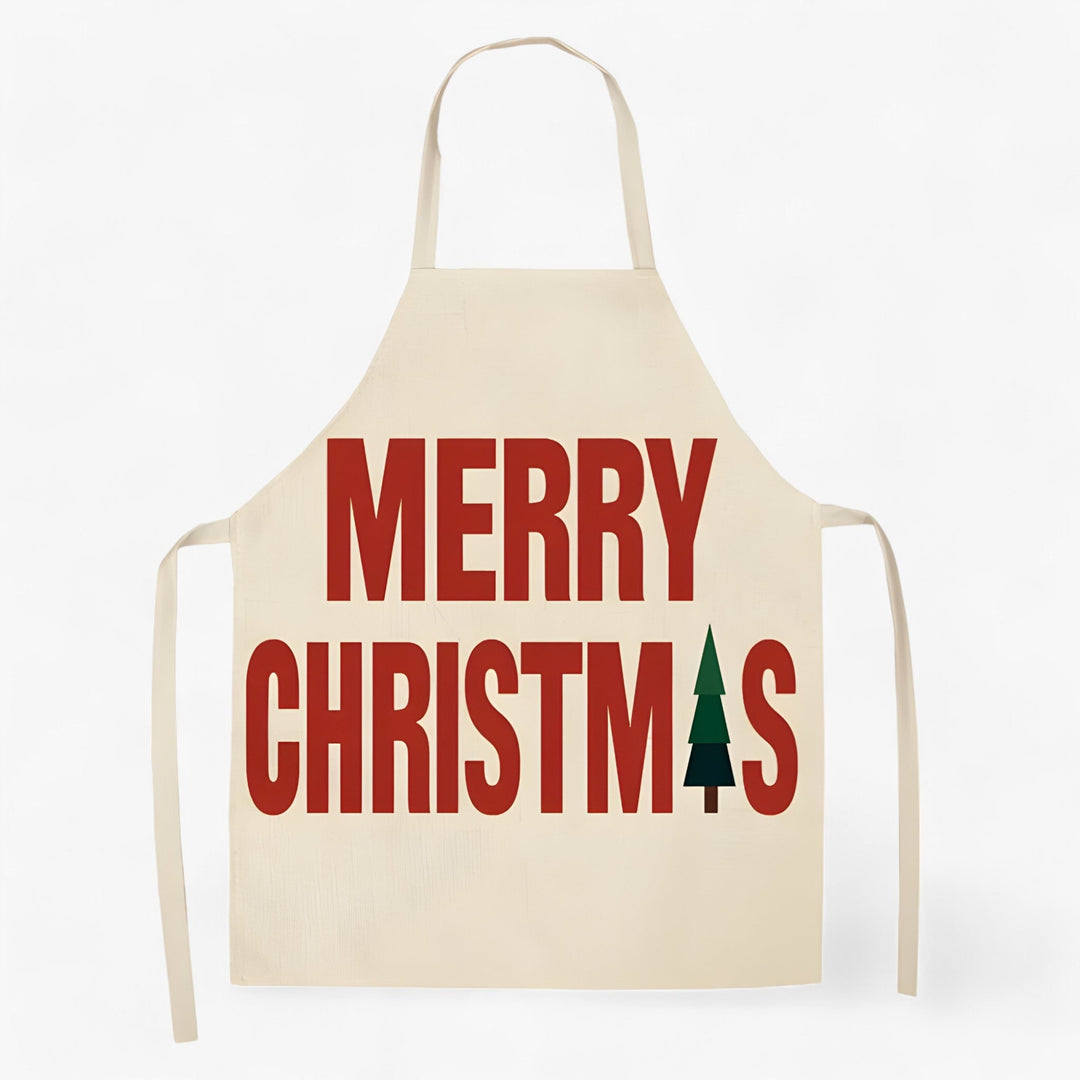 Grembiule di lino Merry | Merry Christmas - Accessorio da cucina e regalo di Natale festivo