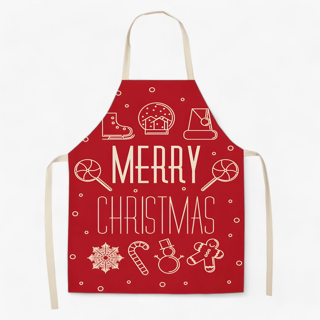 Grembiule di lino Merry | Merry Christmas - Accessorio da cucina e regalo di Natale festivo