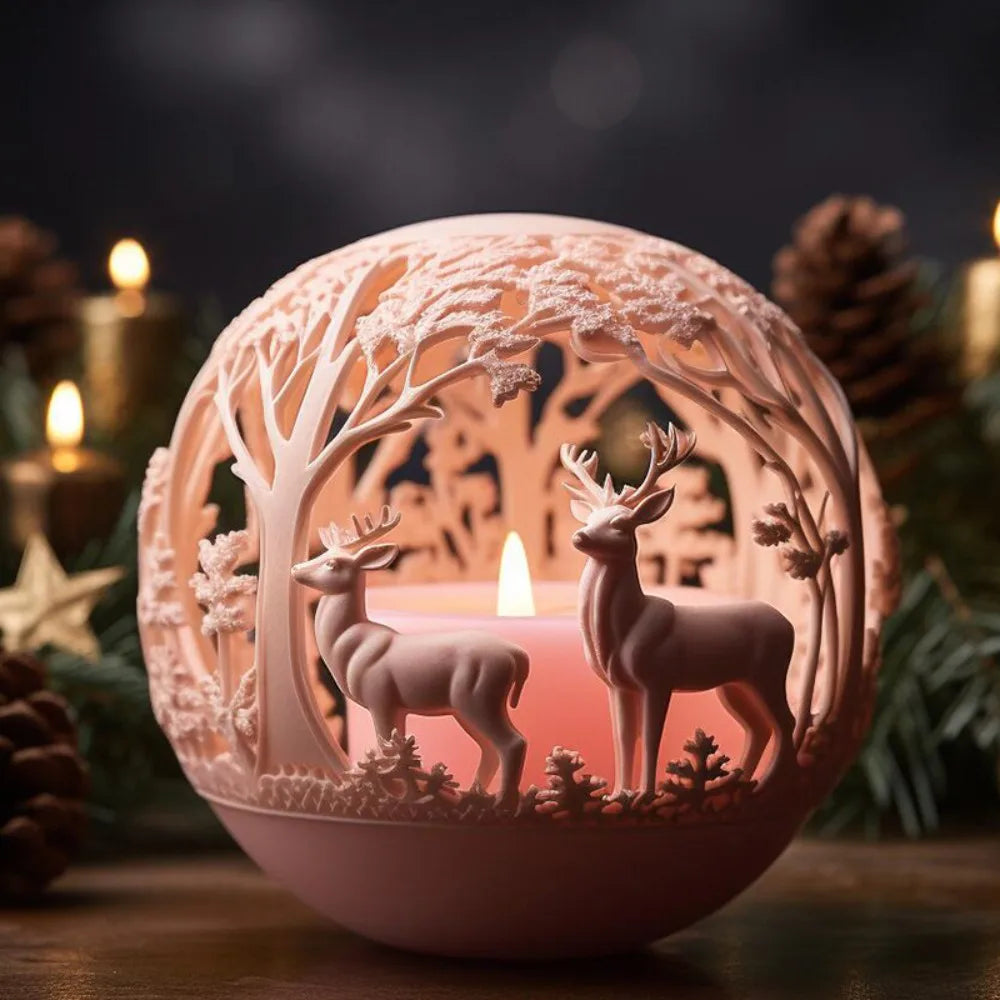 Alce Candle | Rilievo Forma Foresta Invernale - Decorazione festiva e regali fai da te