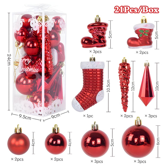 Crystal | 21 Piece Christmas Ornaments - Elegant Icicle Shaped Pendants for Decorations