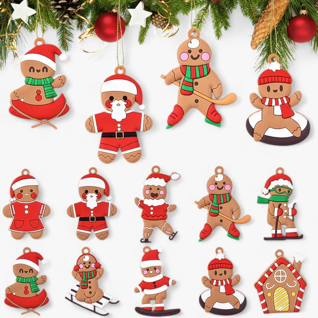 GingerBell | 10 Pcs Sports Gingerbread Man Pendants - Festive Tree Decorations