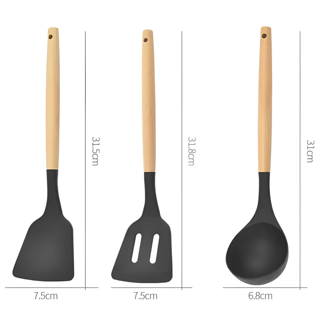 Set of 12 silicone kitchen utensils