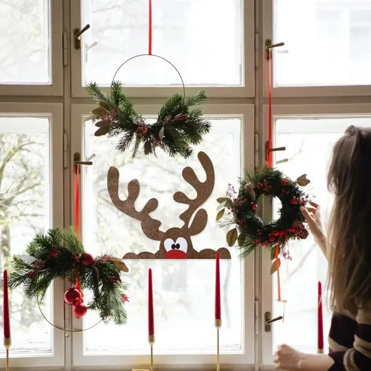 Fristy | Christmas Felt Stickers for Doors and Windows - Festive Decoration for the Home