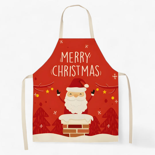 Grembiule di lino Merry | Merry Christmas - Accessorio da cucina e regalo di Natale festivo