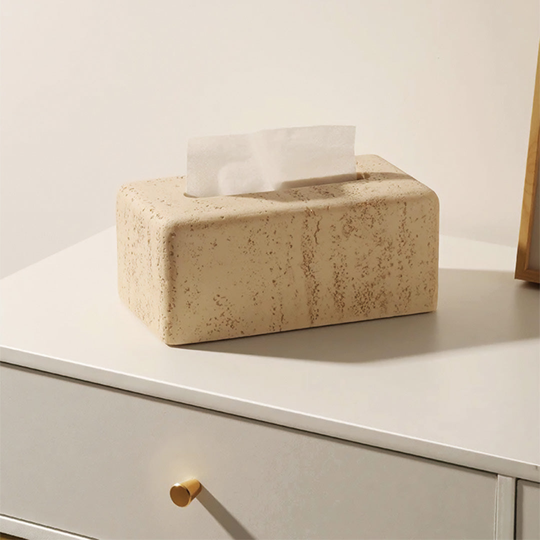 Elegant natural travertine tissue box