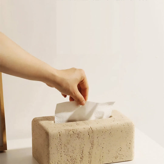 Elegant natural travertine tissue box