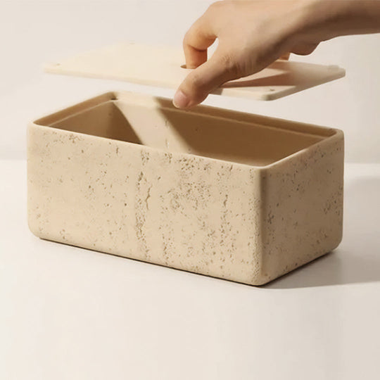 Elegant natural travertine tissue box