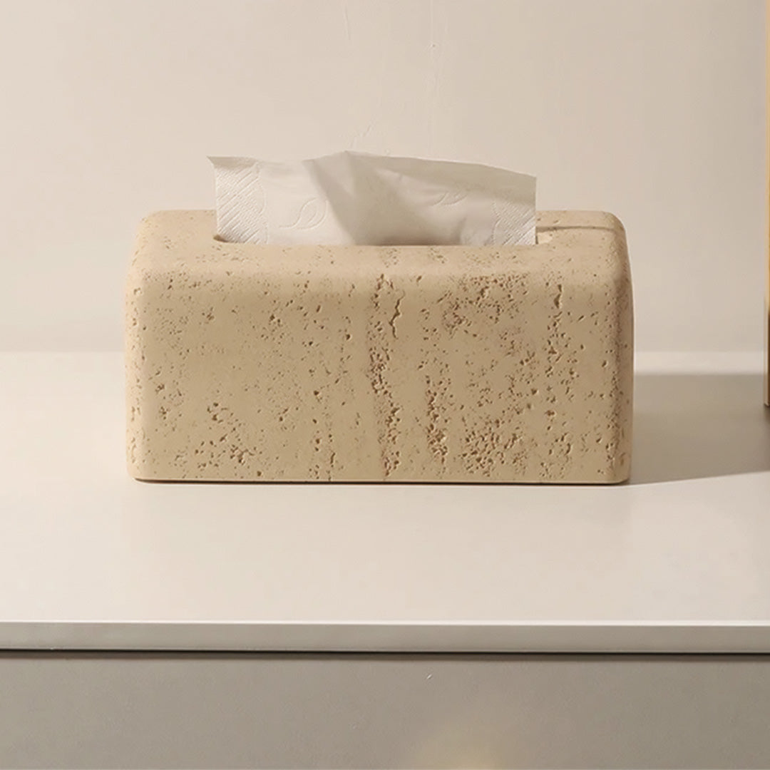 Elegant natural travertine tissue box