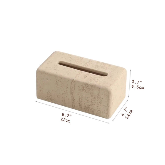 Elegant natural travertine tissue box