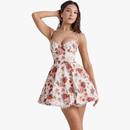 LILIAN | Elegant A-Line Summer Dress - Pretty Floral Print